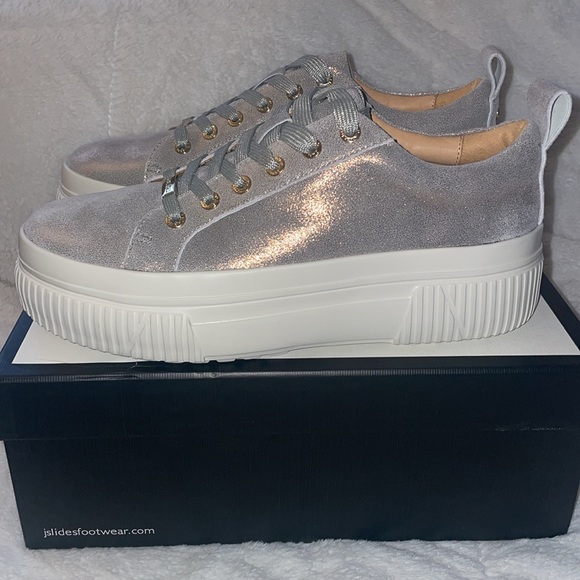 NWT J/SLIDES WEST Bronze Metallic Suede Sneaker - Picture 11 of 15